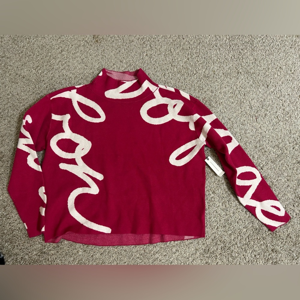 NWT Maeve Carys Mock Neck Sweater Neon Pink Women's Size XS Relaxed Fit Business
